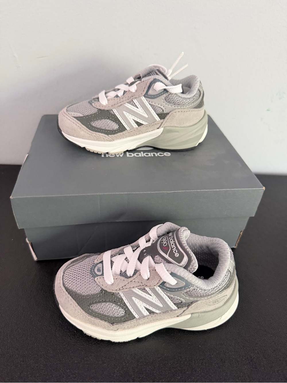 New Balance Kids Gray and White Casual Sneakers